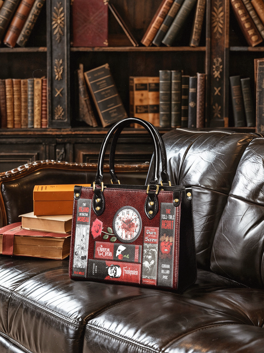 "The Crimson Codex" Small Leather Handbag