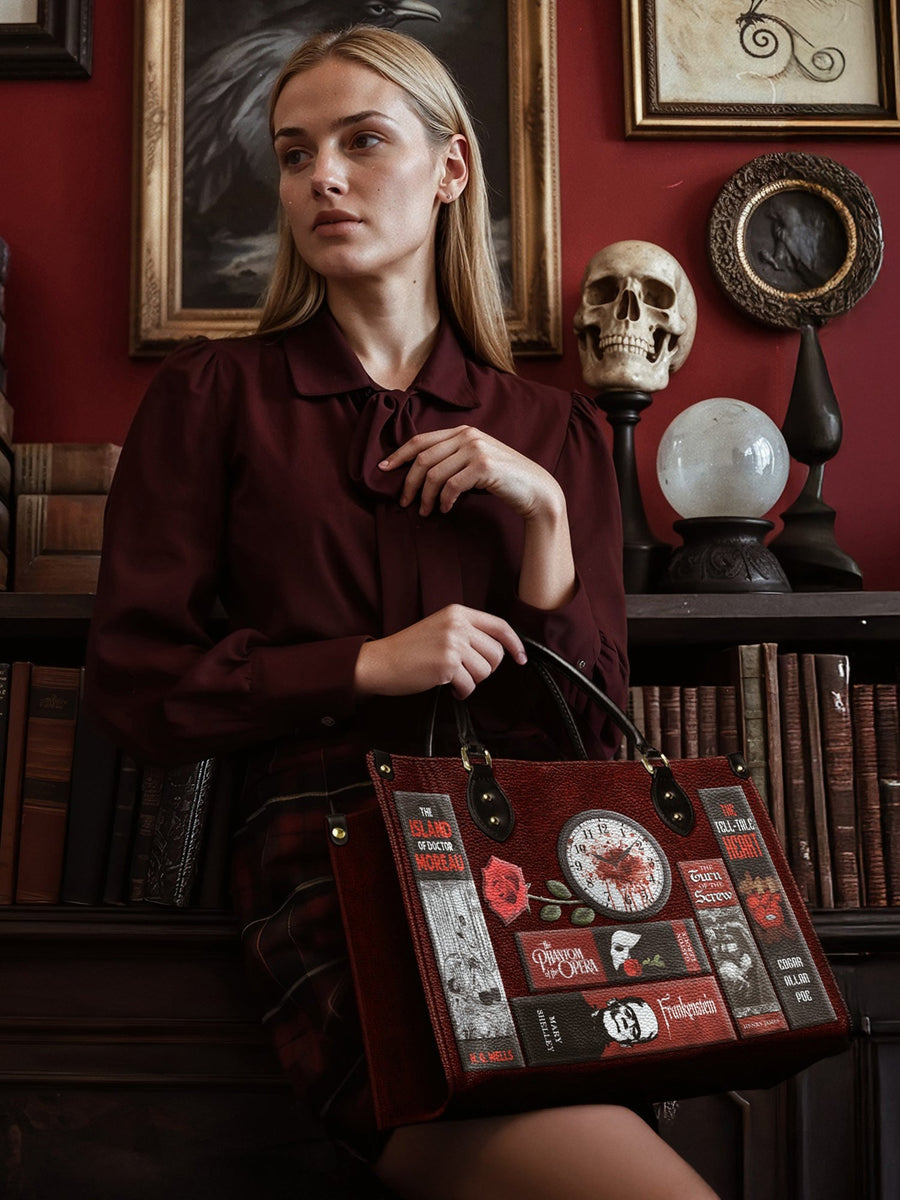 "The Crimson Codex" Leather Handbag