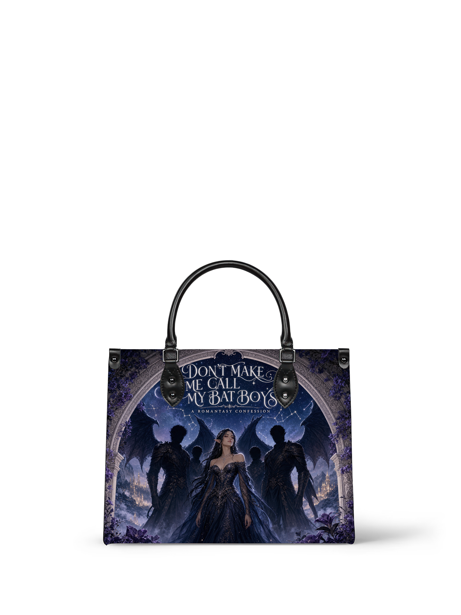 “Call My Winged Sentinels” Wisteria Court Leather Handbag