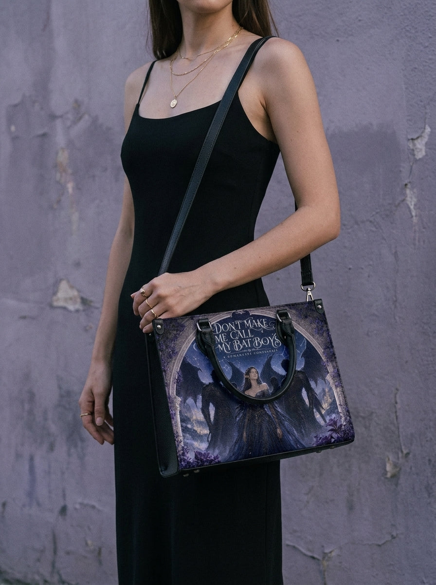 “Call My Winged Sentinels” Wisteria Court Leather Handbag