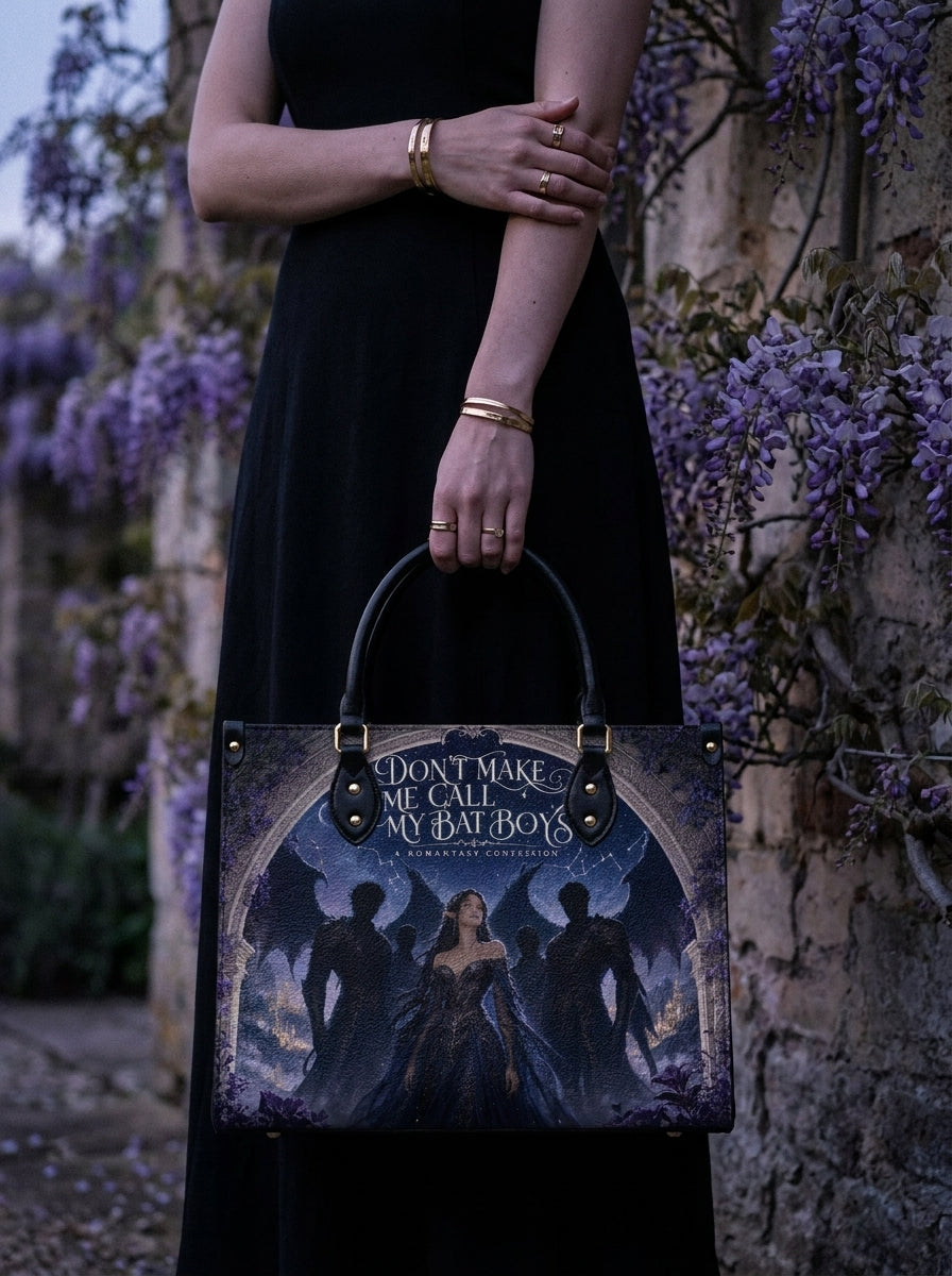 “Call My Winged Sentinels” Wisteria Court Leather Handbag
