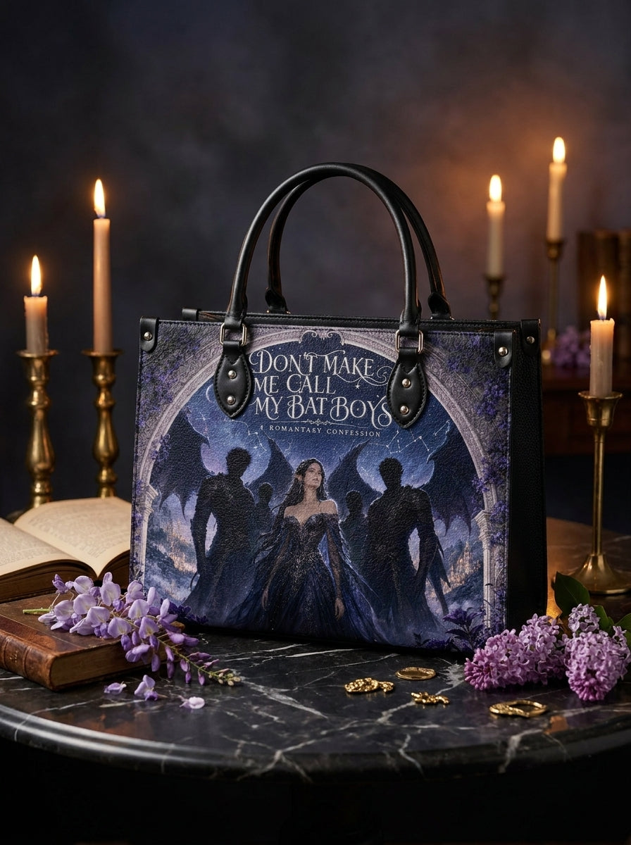 “Call My Winged Sentinels” Wisteria Court Leather Handbag