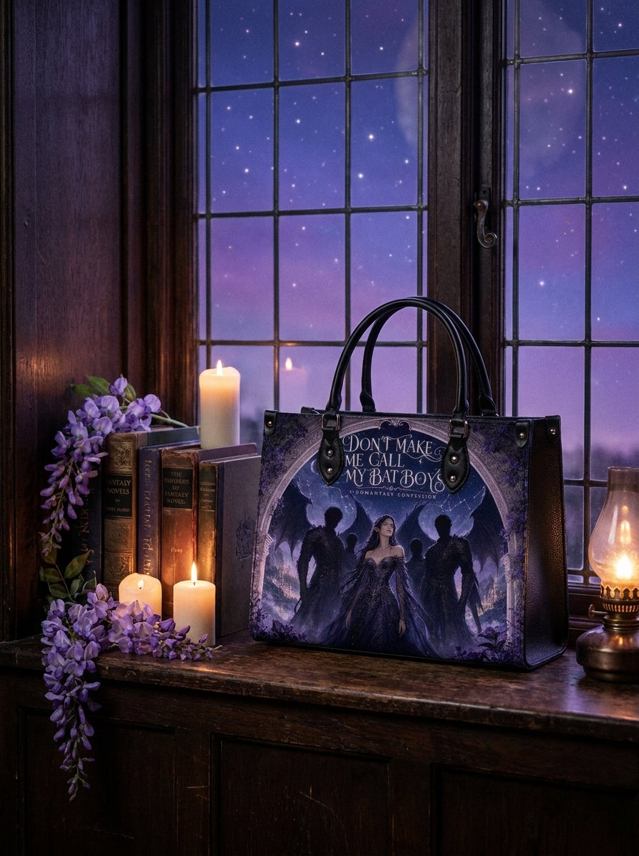 “Call My Winged Sentinels” Wisteria Court Leather Handbag