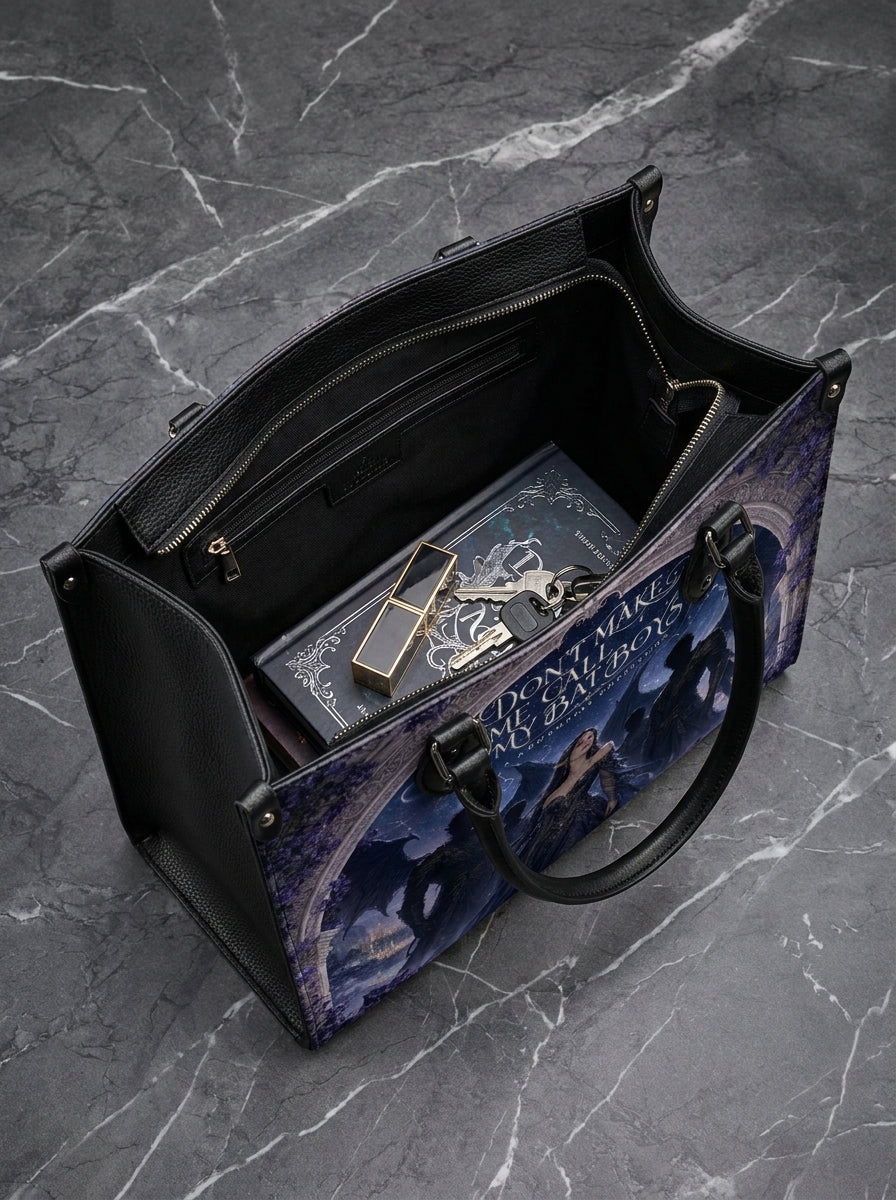 “Call My Winged Sentinels” Wisteria Court Leather Handbag