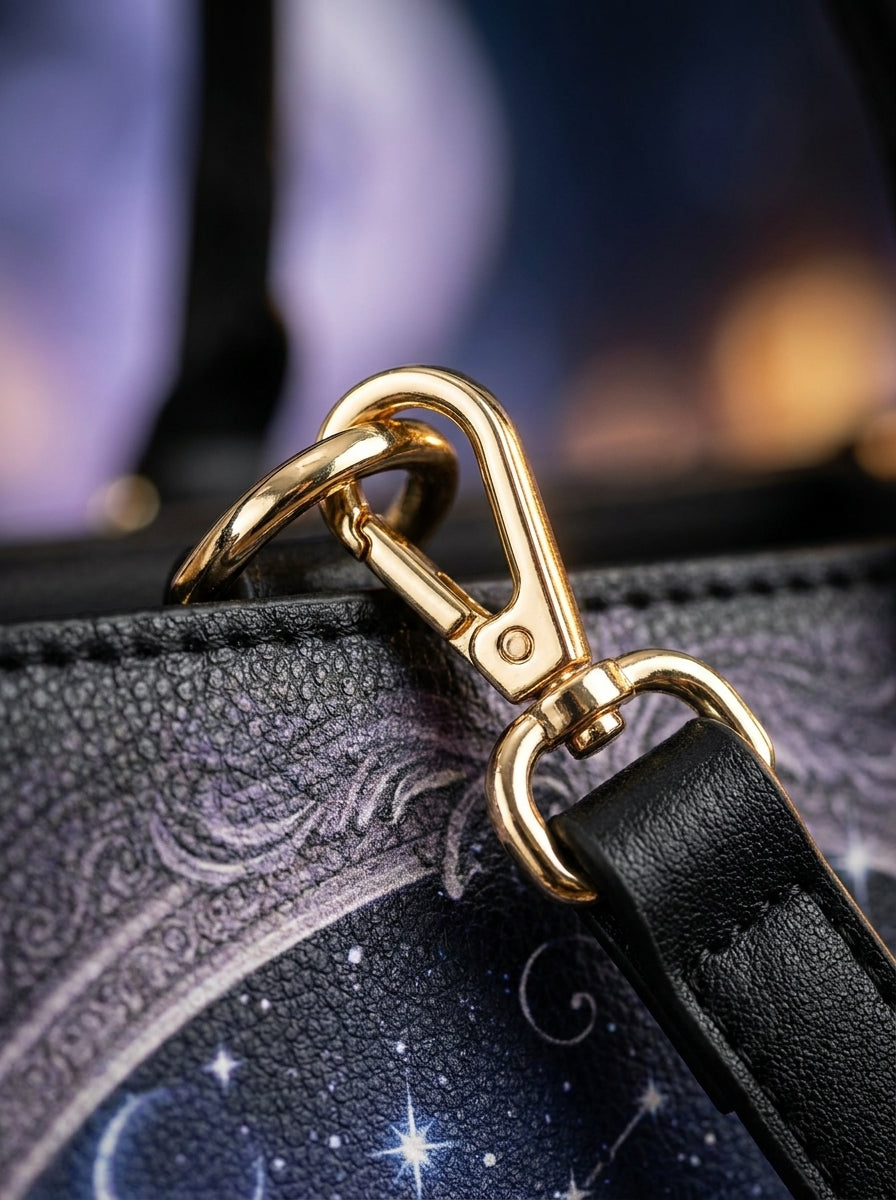 “Call My Winged Sentinels” Wisteria Court Leather Handbag