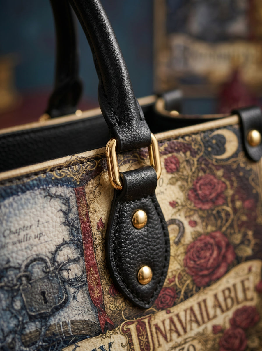 “Emotionally Unavailable Until Chapter 30” Locked-Heart Leather Handbag