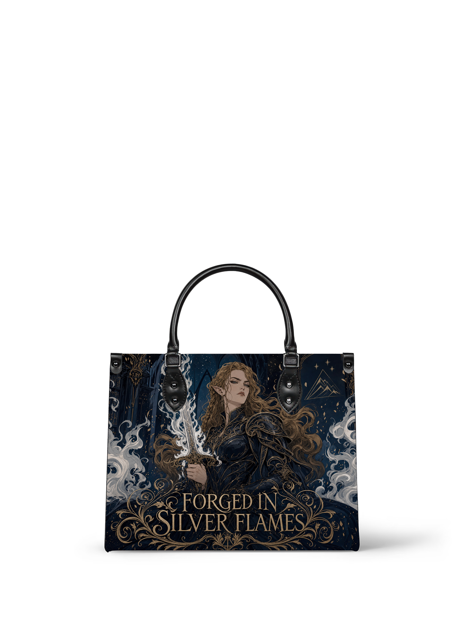 “Forged in Silver Fire” Sword Heiress Leather Handbag