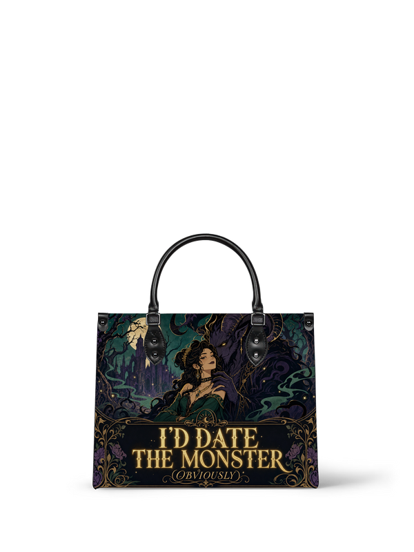 “I’d Date the Monster (Obviously)” Thorned Garden Leather Handbag