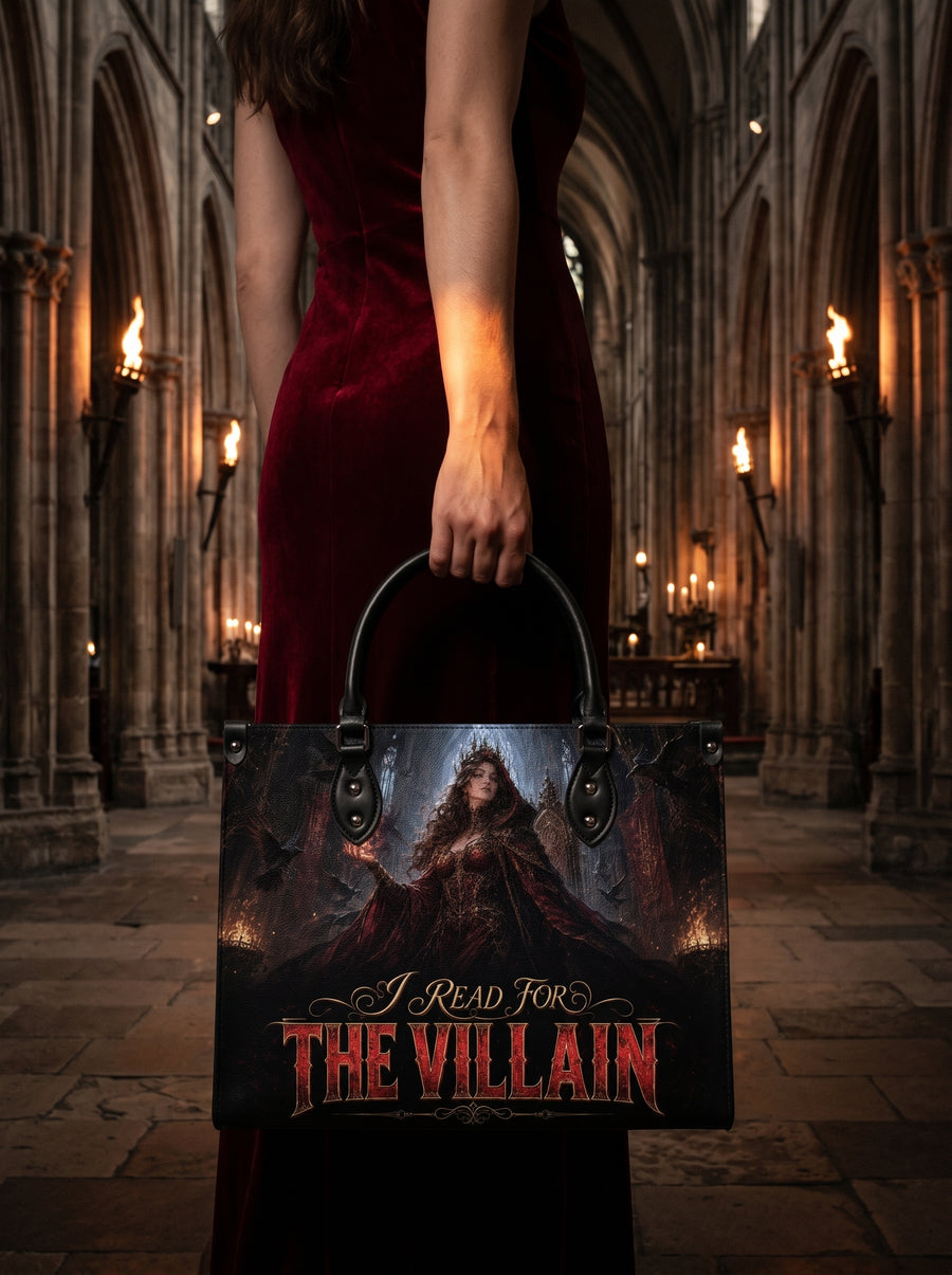“I Read for the Villain” Cathedral Coronation Leather Handbag