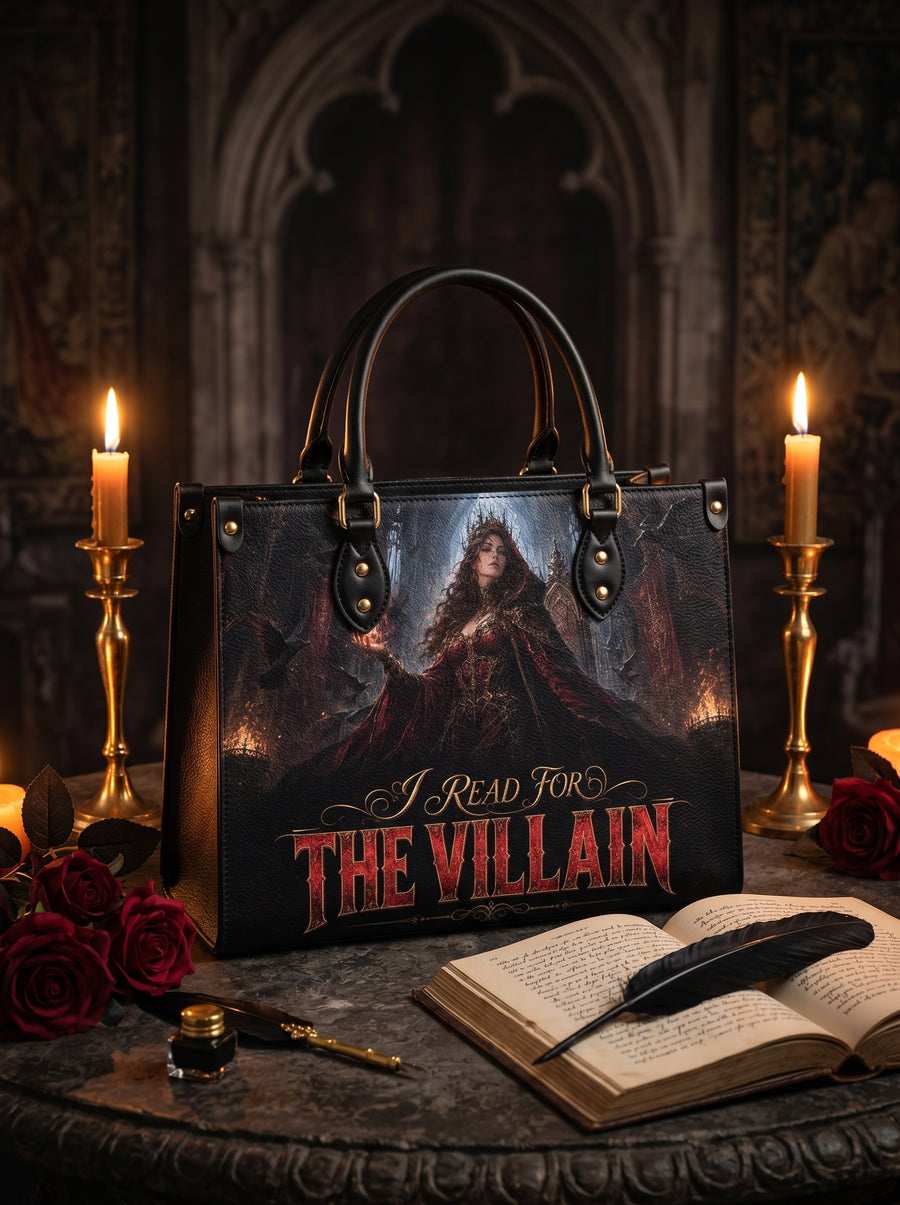 “I Read for the Villain” Cathedral Coronation Leather Handbag