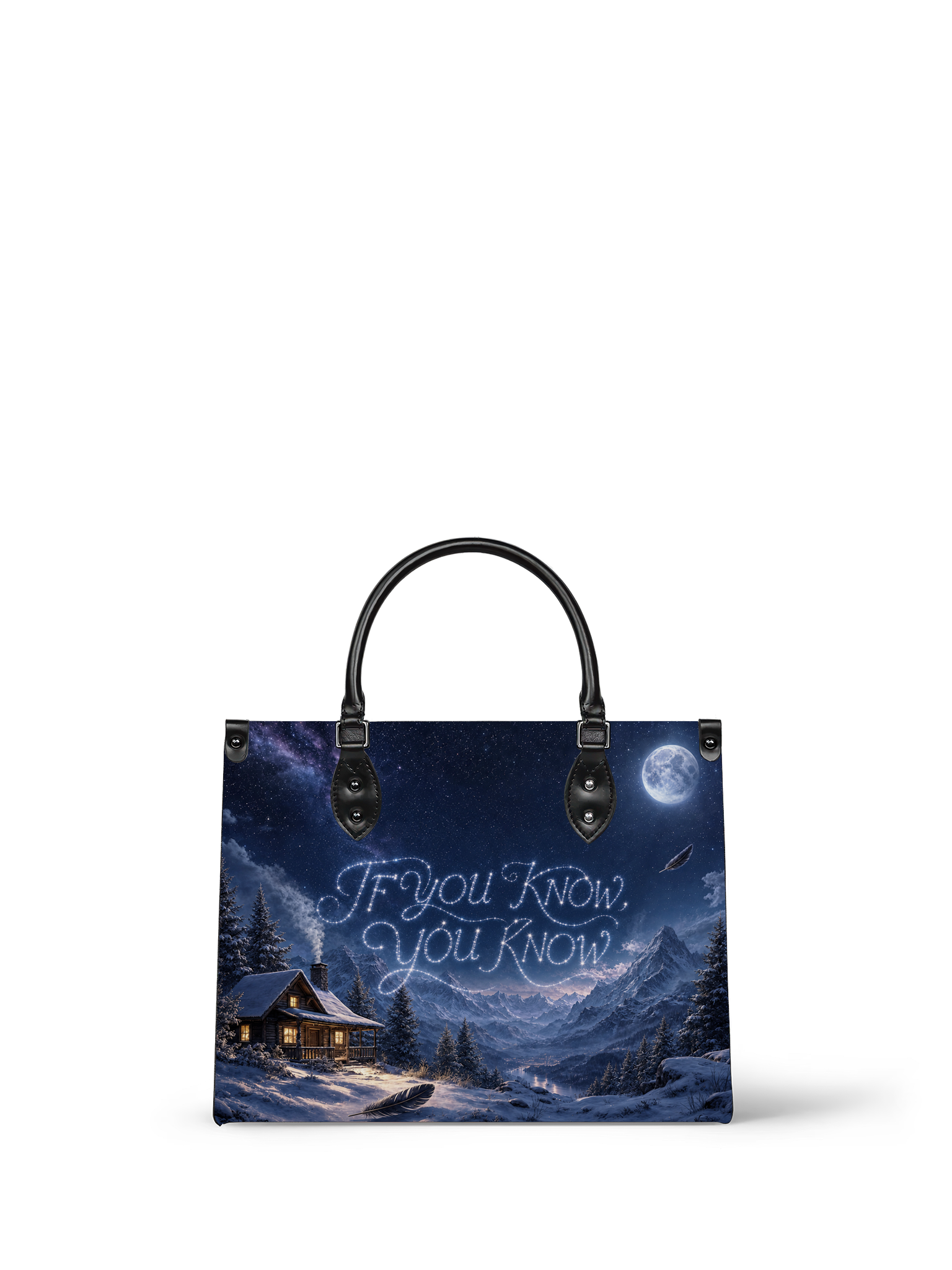 “If You Know, You Know” Snowbound Cabin Leather Handbag