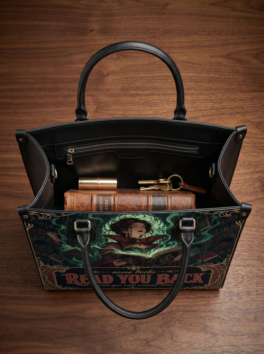 “Some Books Read You Back” Cursed Library Leather Handbag