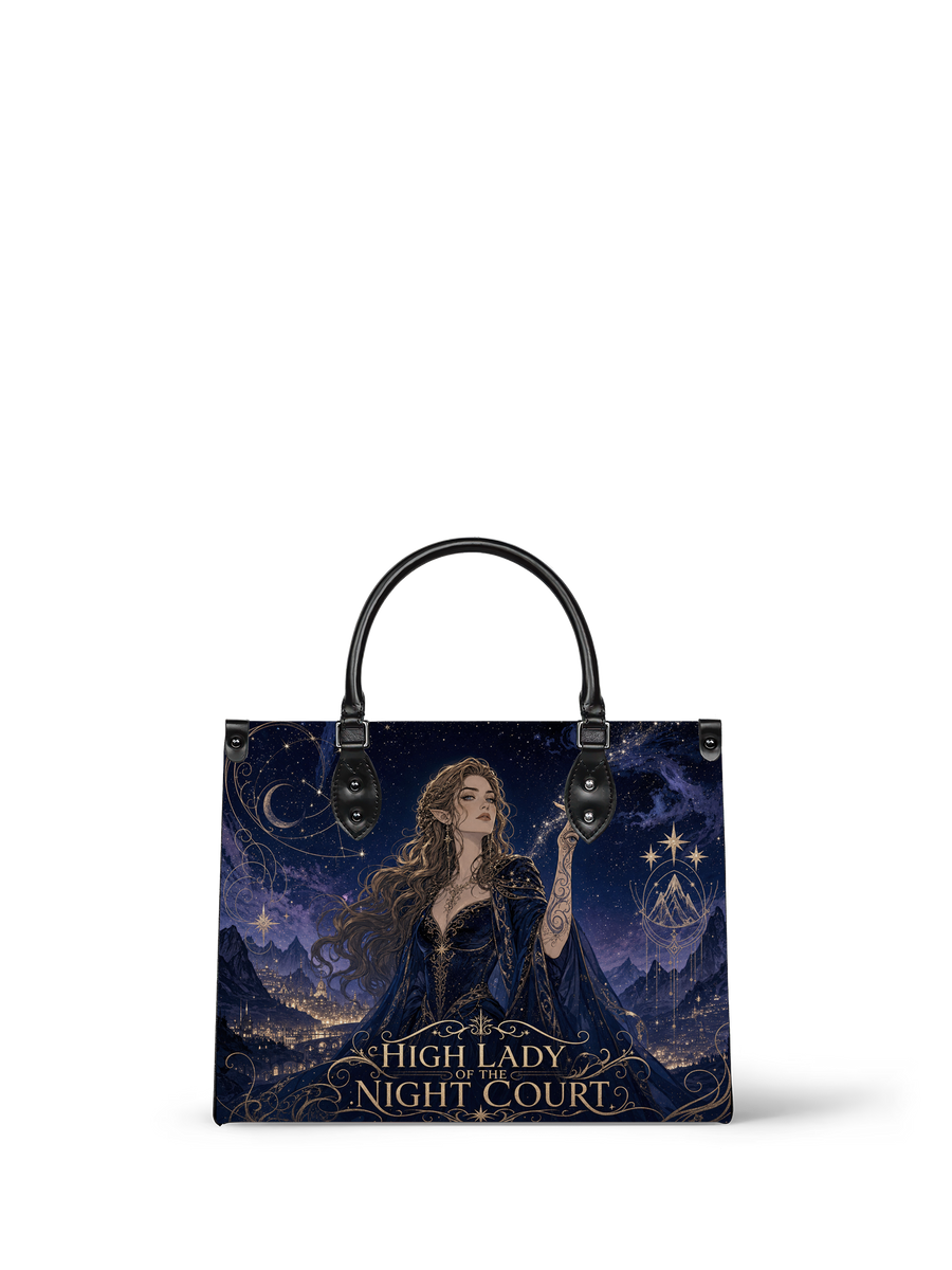 “Sovereign of the Starlit Court” Moonlit Throne Leather Handbag