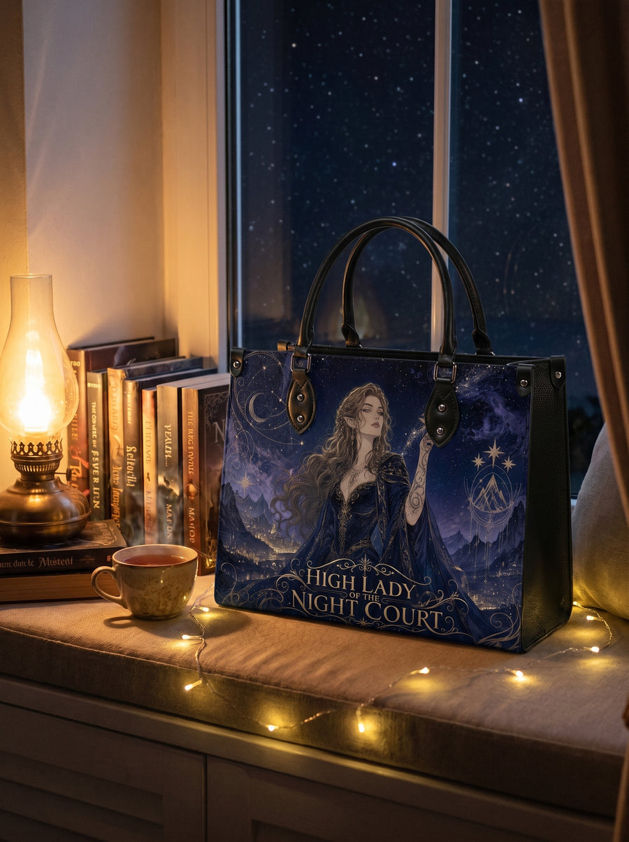 “Sovereign of the Starlit Court” Moonlit Throne Leather Handbag