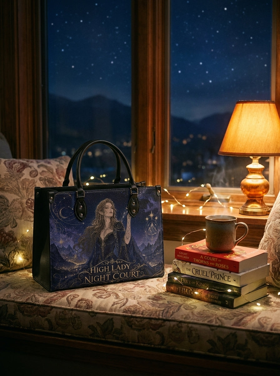 “Sovereign of the Starlit Court” Moonlit Throne Leather Handbag