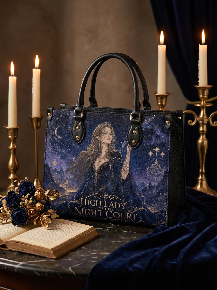 “Sovereign of the Starlit Court” Moonlit Throne Leather Handbag