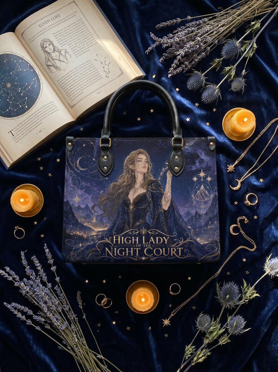 “Sovereign of the Starlit Court” Moonlit Throne Leather Handbag