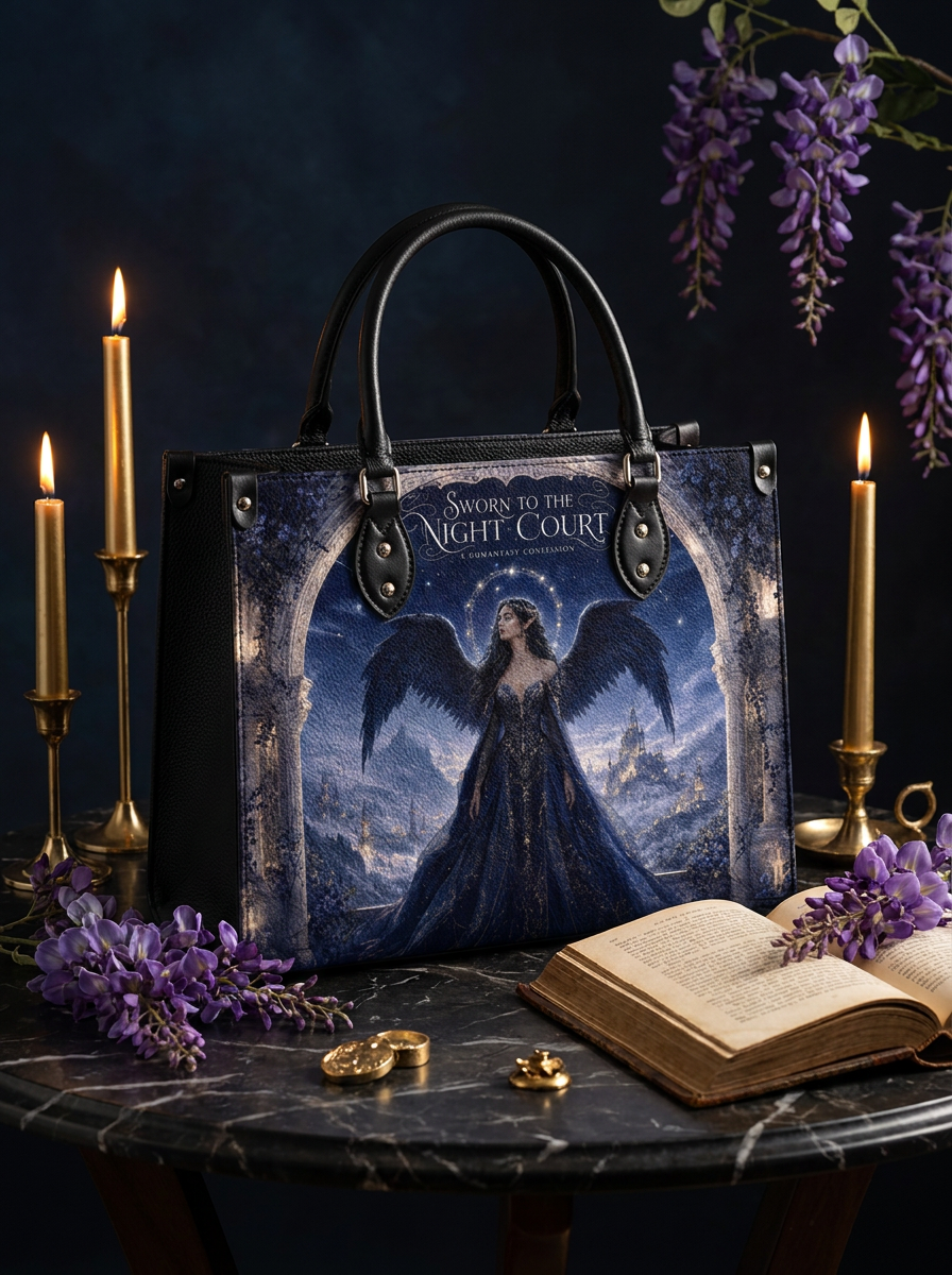 “Sworn to the Starlit Court” Winged Gateway Leather Handbag