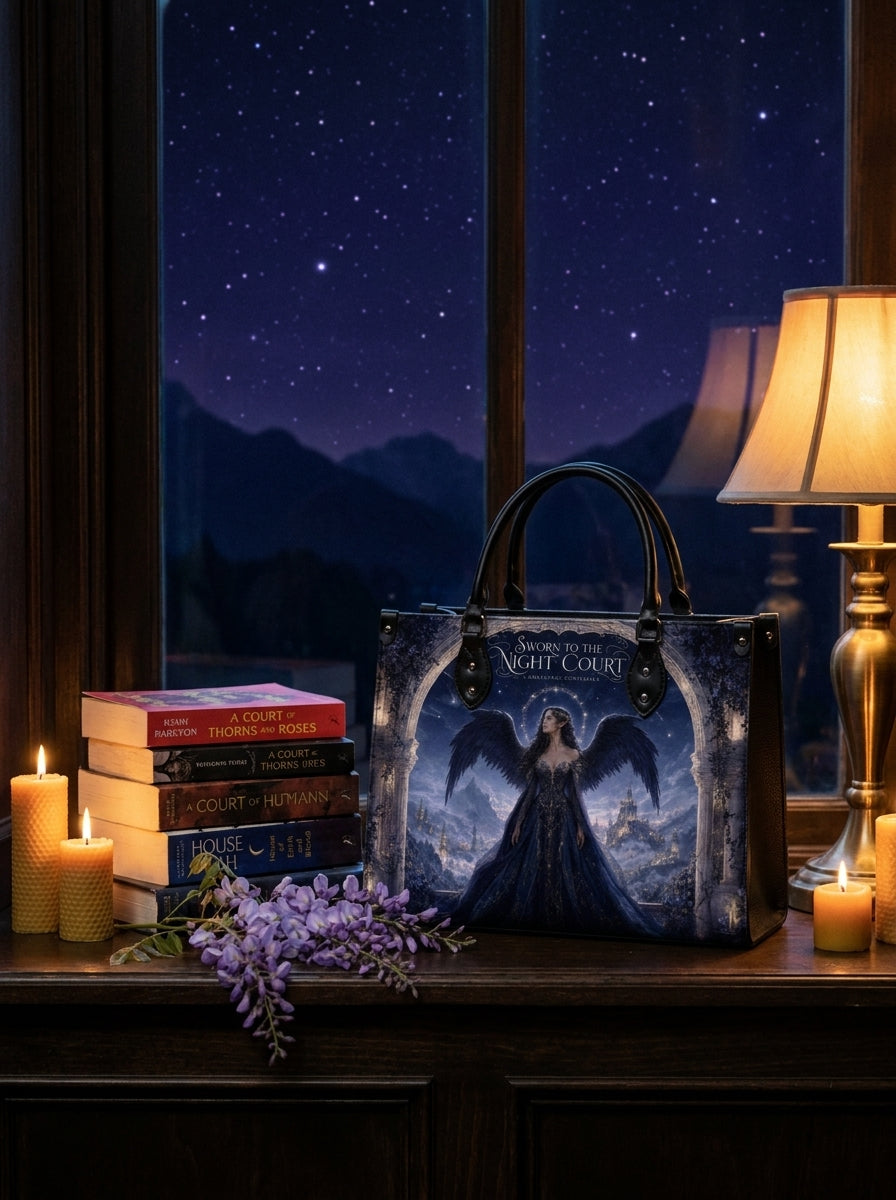 “Sworn to the Starlit Court” Winged Gateway Leather Handbag