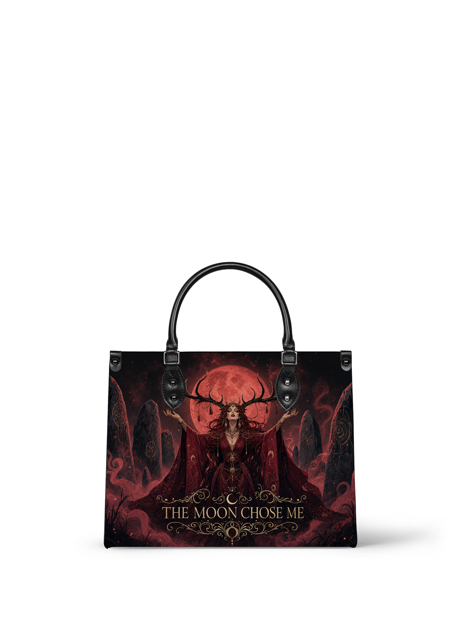 “The Moon Chose Me” Antlered Witch Leather Handbag