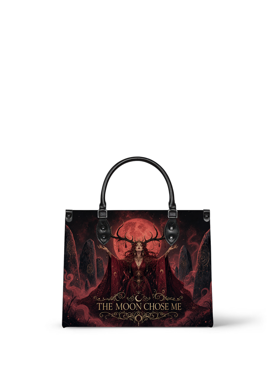 “The Moon Chose Me” Antlered Witch Leather Handbag
