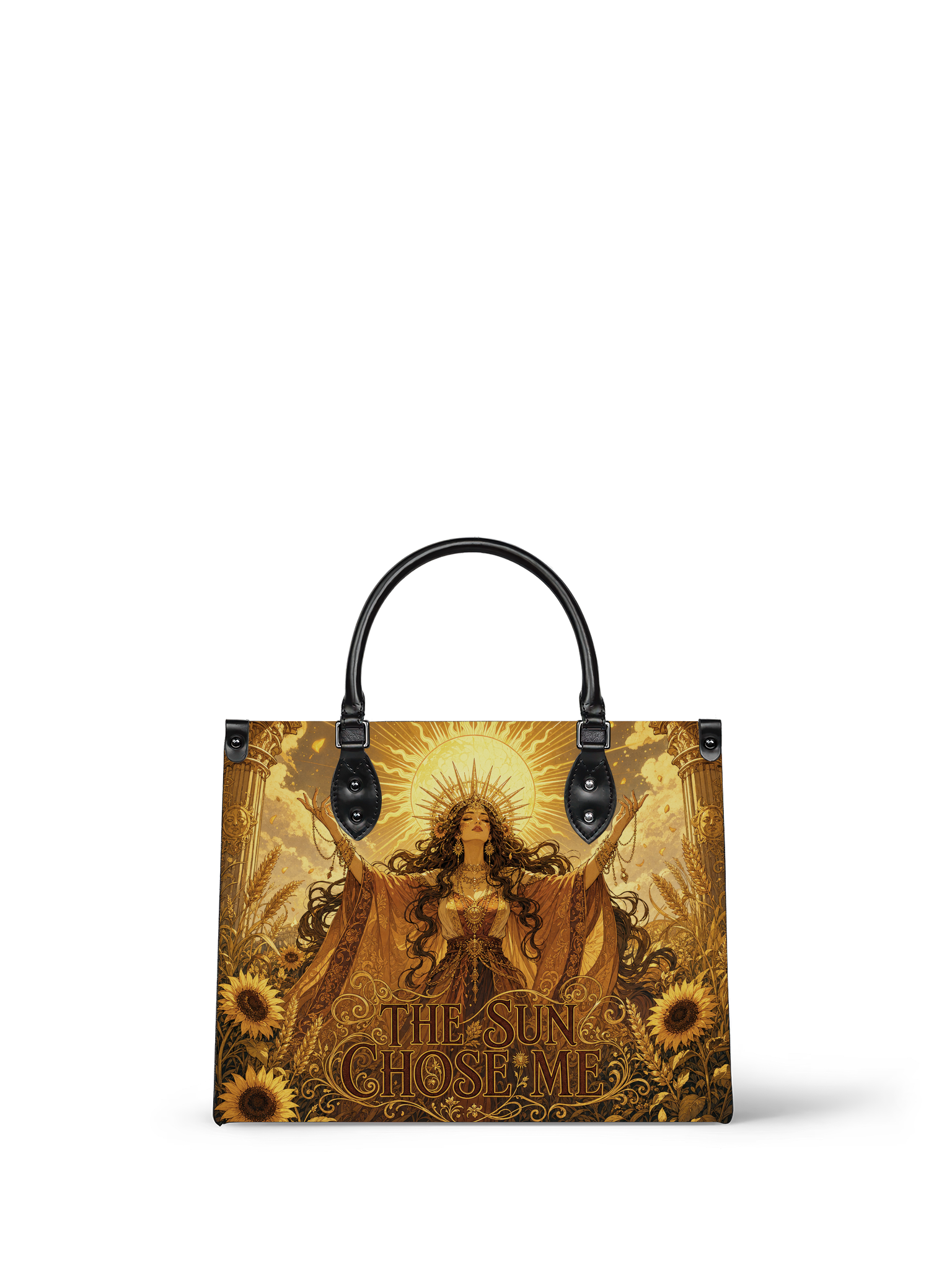“The Sun Chose Me” Solar Sovereign Leather Handbag
