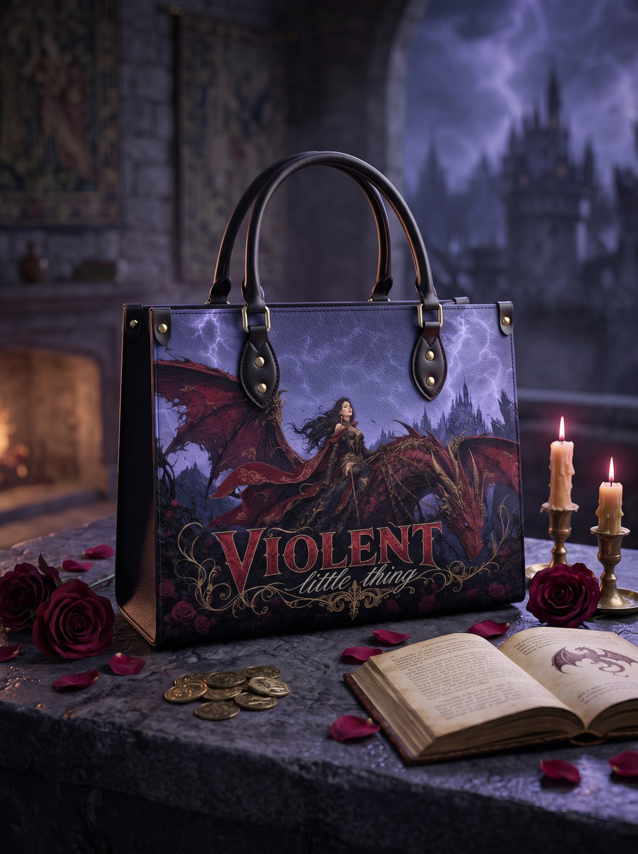“Violent Little Thing” Dragon-Bonded Leather Handbag