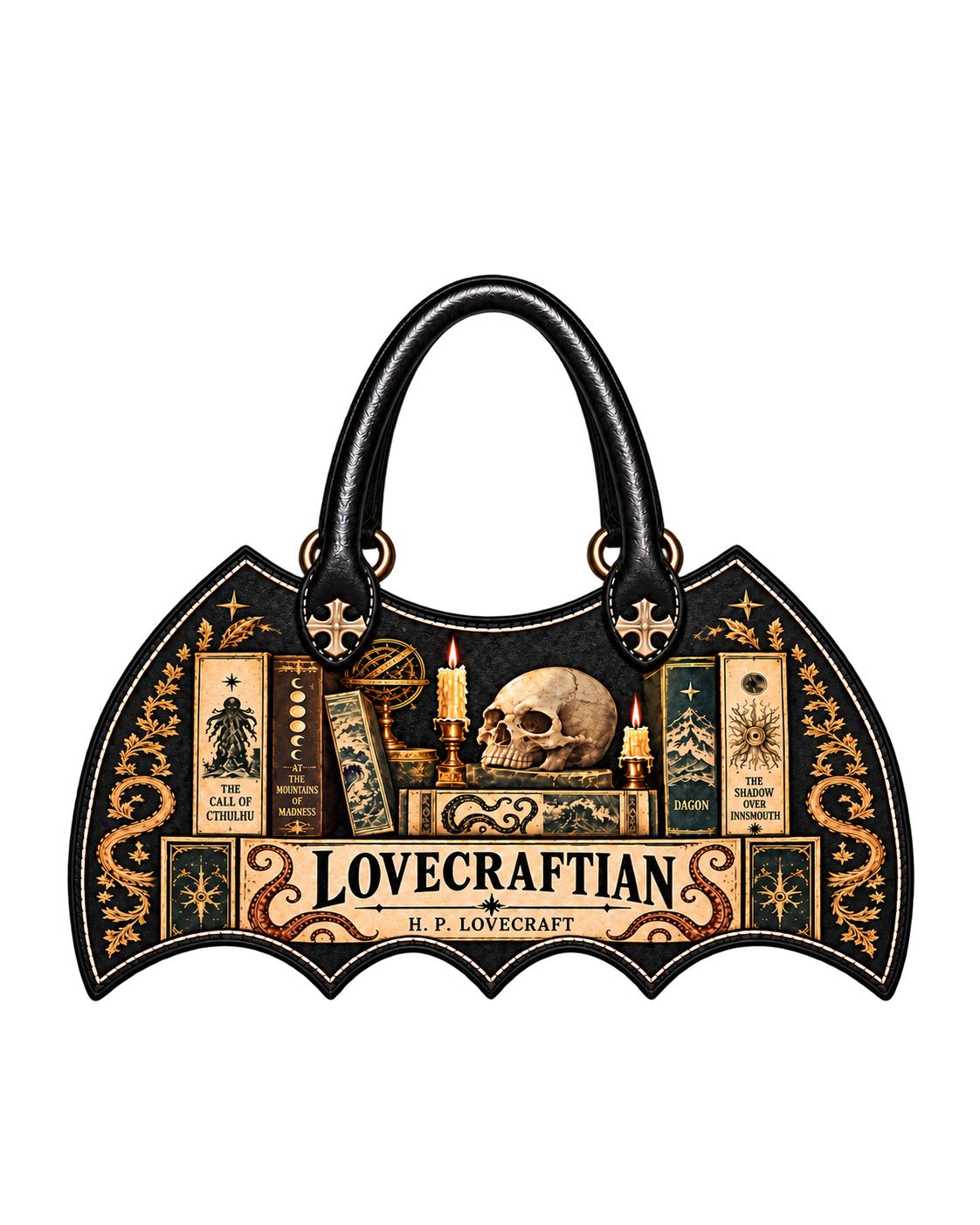 Lovecraftian Black Bat Wing Handbag