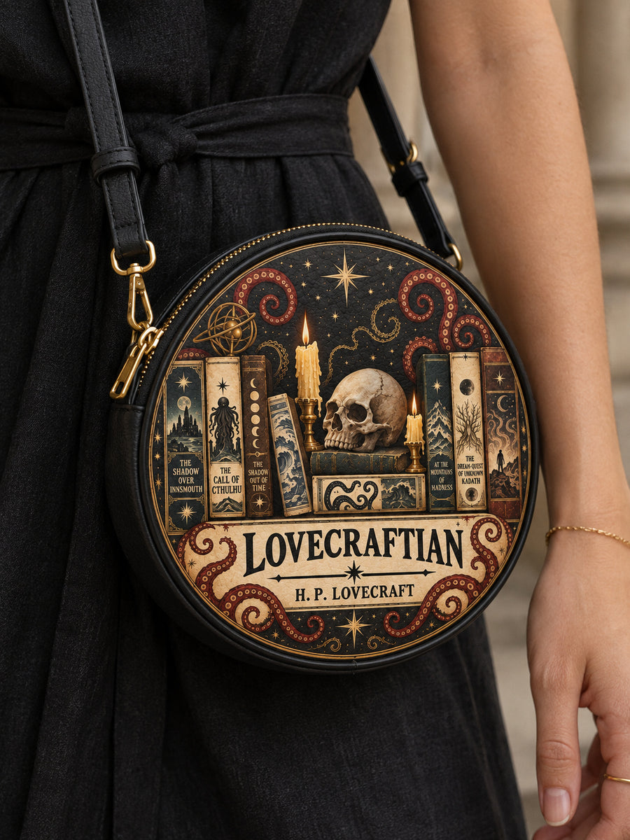 Lovecraftian Black Circle Crossbody Bag