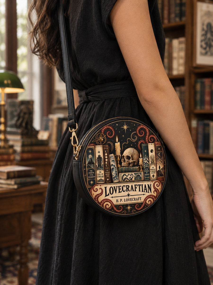 Lovecraftian Black Circle Crossbody Bag