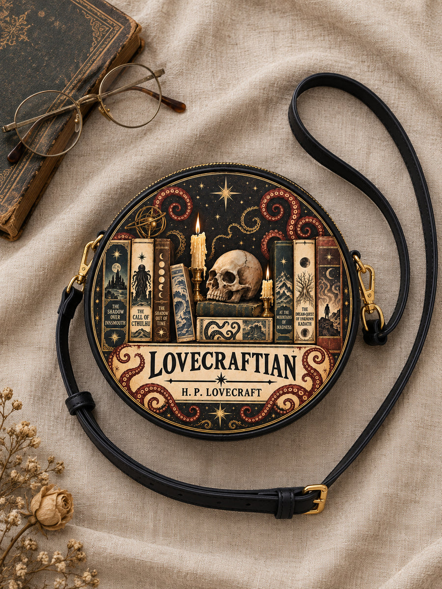 Lovecraftian Black Circle Crossbody Bag