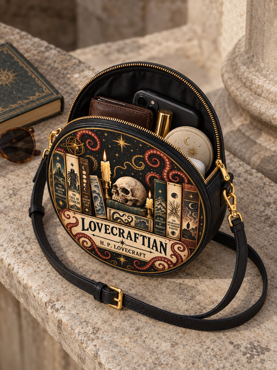 Lovecraftian Black Circle Crossbody Bag