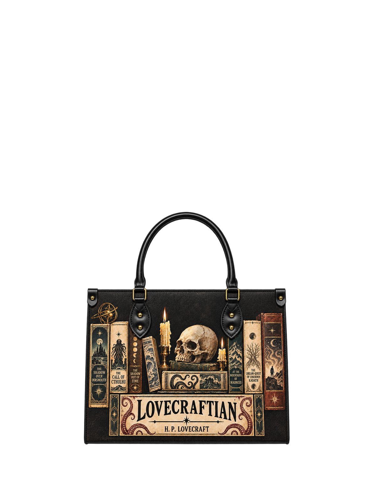 Lovecraftian Black Leather Handbag