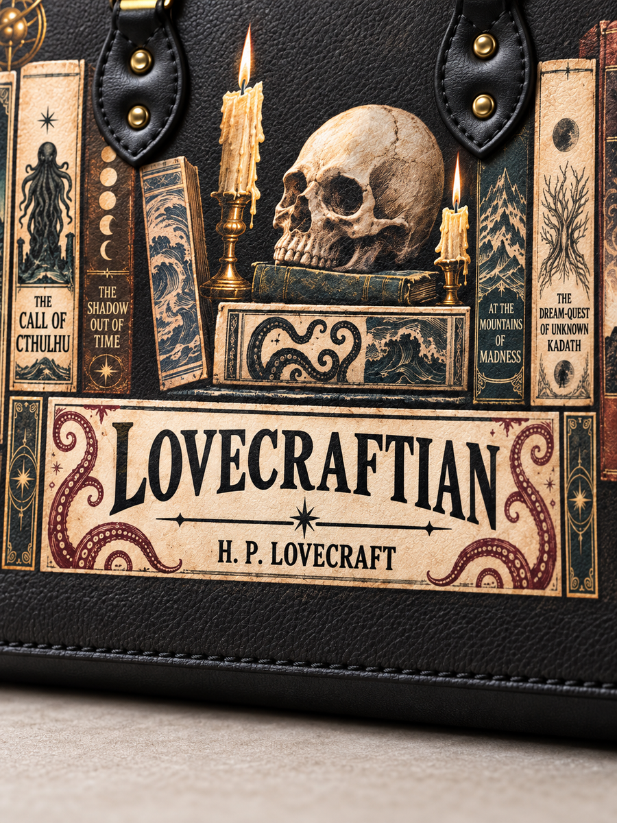 Lovecraftian Black Leather Handbag