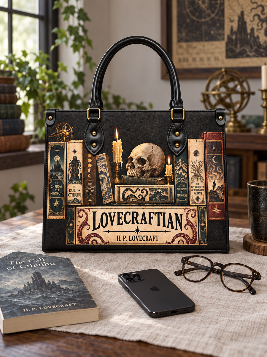 Lovecraftian Black Leather Handbag
