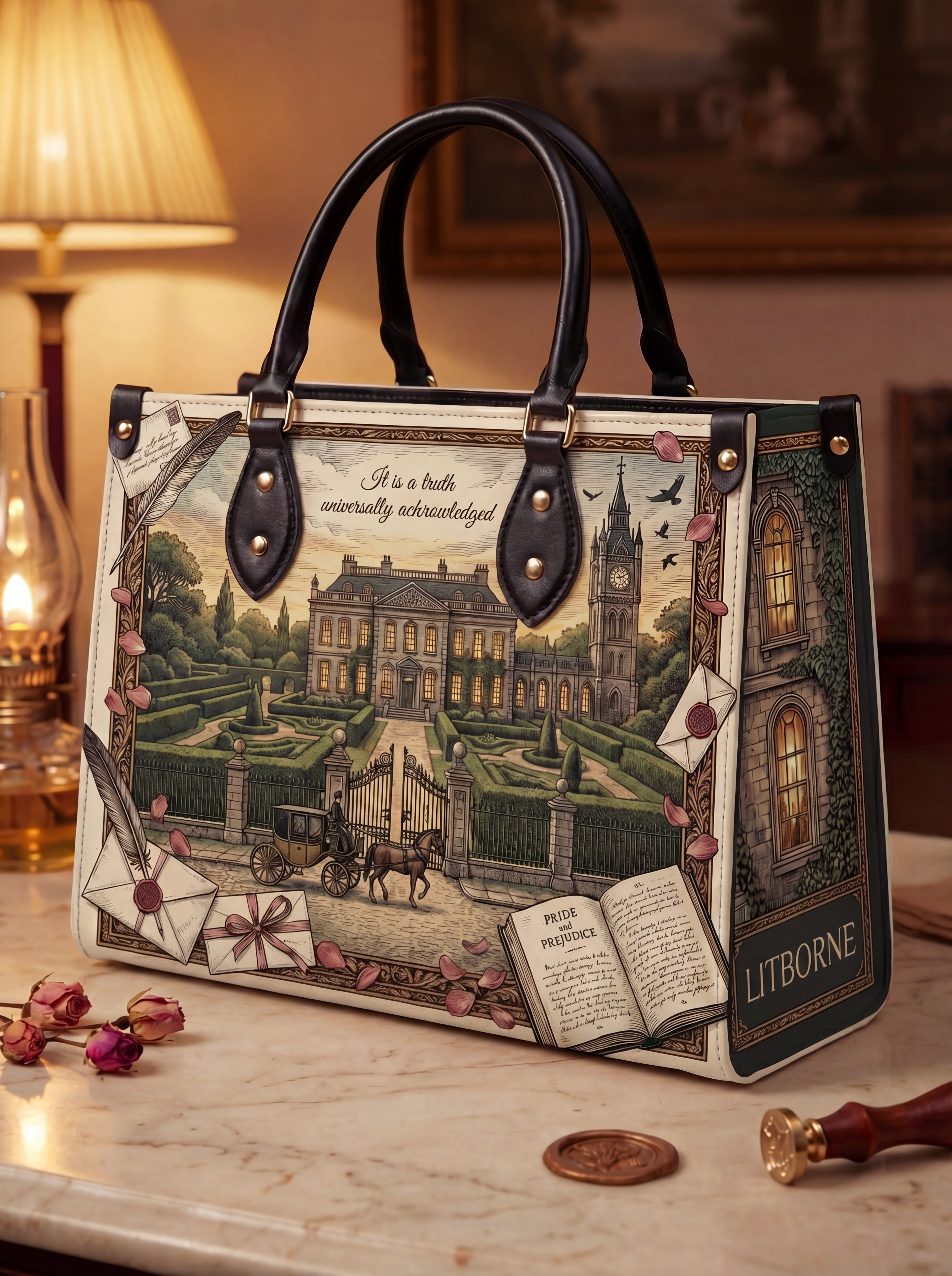 Pride and Prejudice Regency Leather Handbag - main mockup