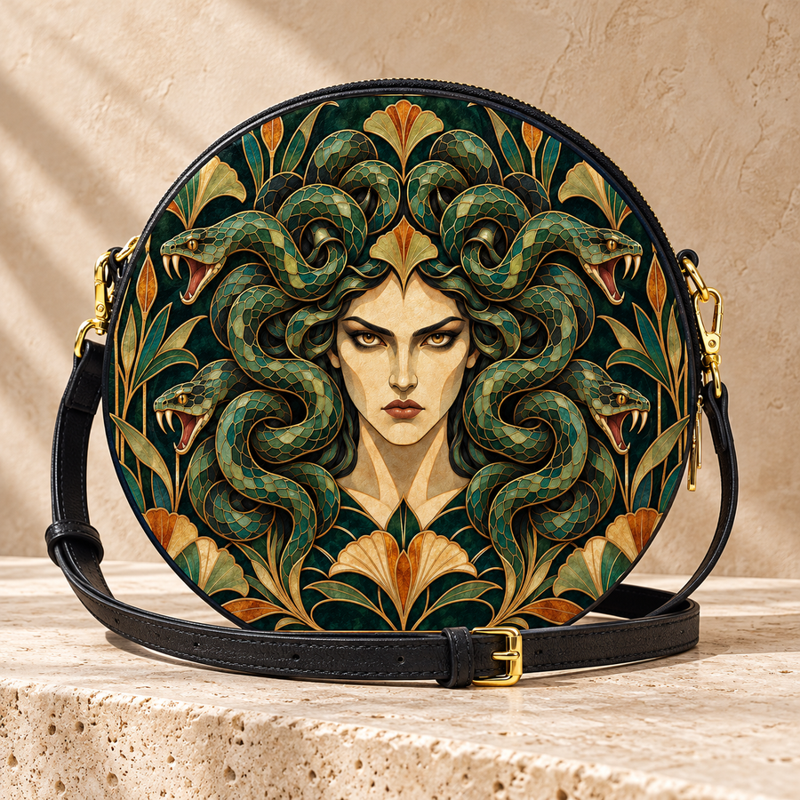 "Medusa" Emerald Nouveau Circle Crossbody Bag