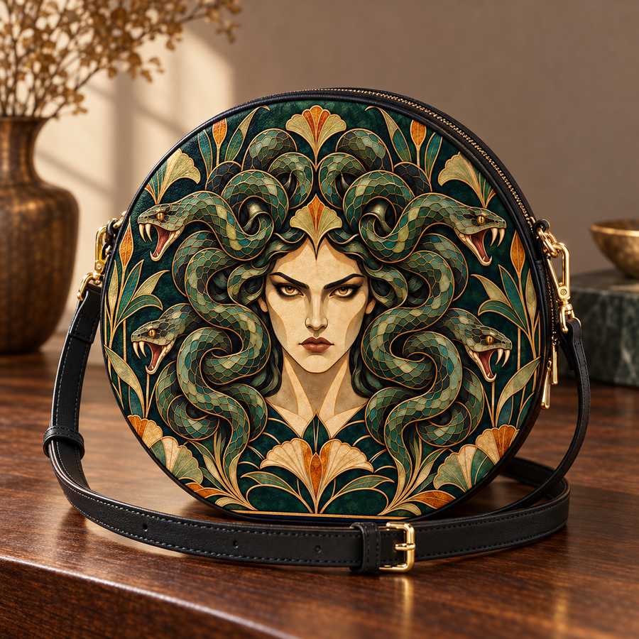 "Medusa" Emerald Nouveau Circle Crossbody Bag