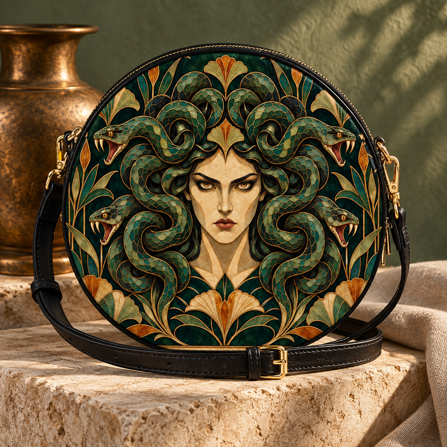"Medusa" Emerald Nouveau Circle Crossbody Bag