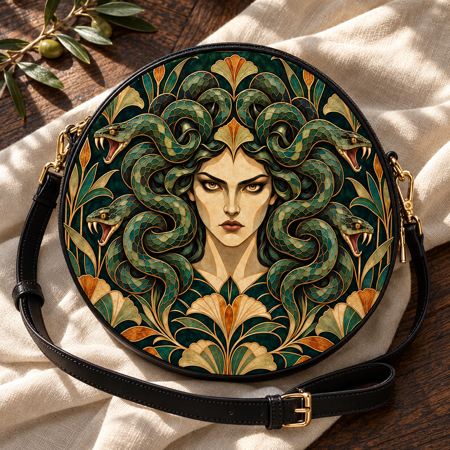 "Medusa" Emerald Nouveau Circle Crossbody Bag