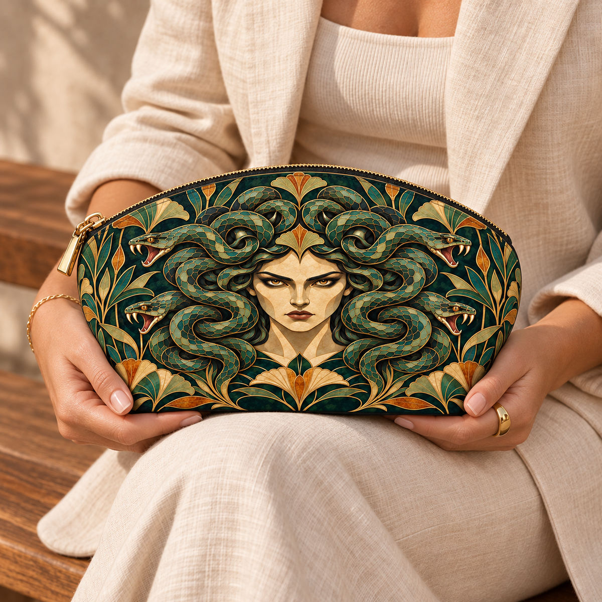 "Medusa" Emerald Nouveau Eclipse Makeup Bag