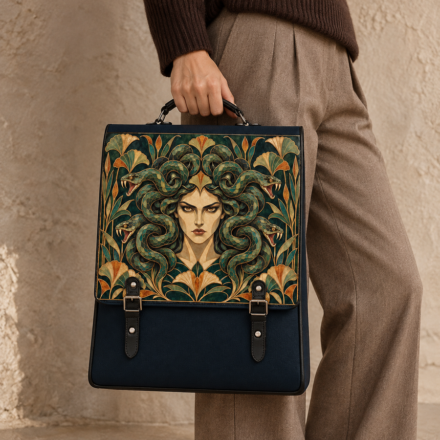 "Medusa" Emerald Nouveau Leather Backpack