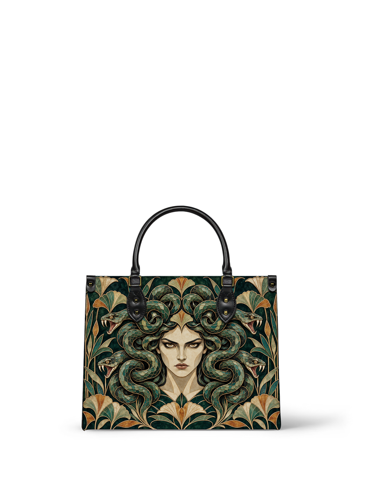 "Medusa" Emerald Nouveau Leather Handbag
