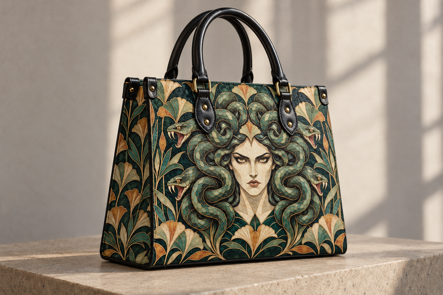 "Medusa" Emerald Nouveau Leather Handbag