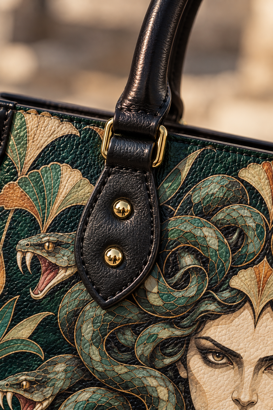 "Medusa" Emerald Nouveau Leather Handbag