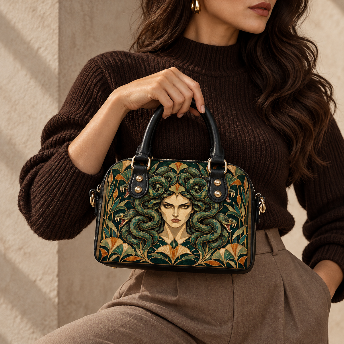 "Medusa" Emerald Nouveau Mini Satchel
