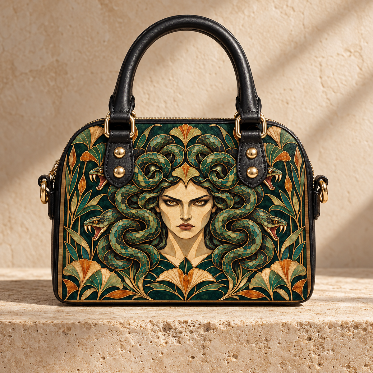 "Medusa" Emerald Nouveau Mini Satchel
