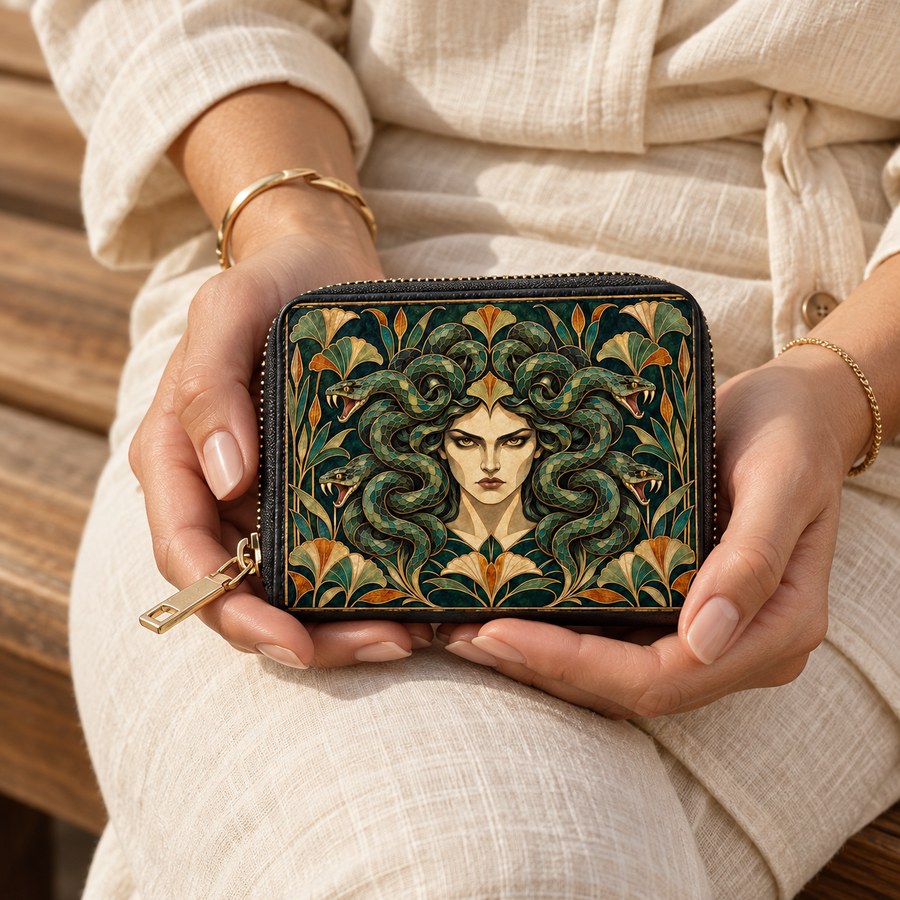 "Medusa" Emerald Nouveau Mini Wallet