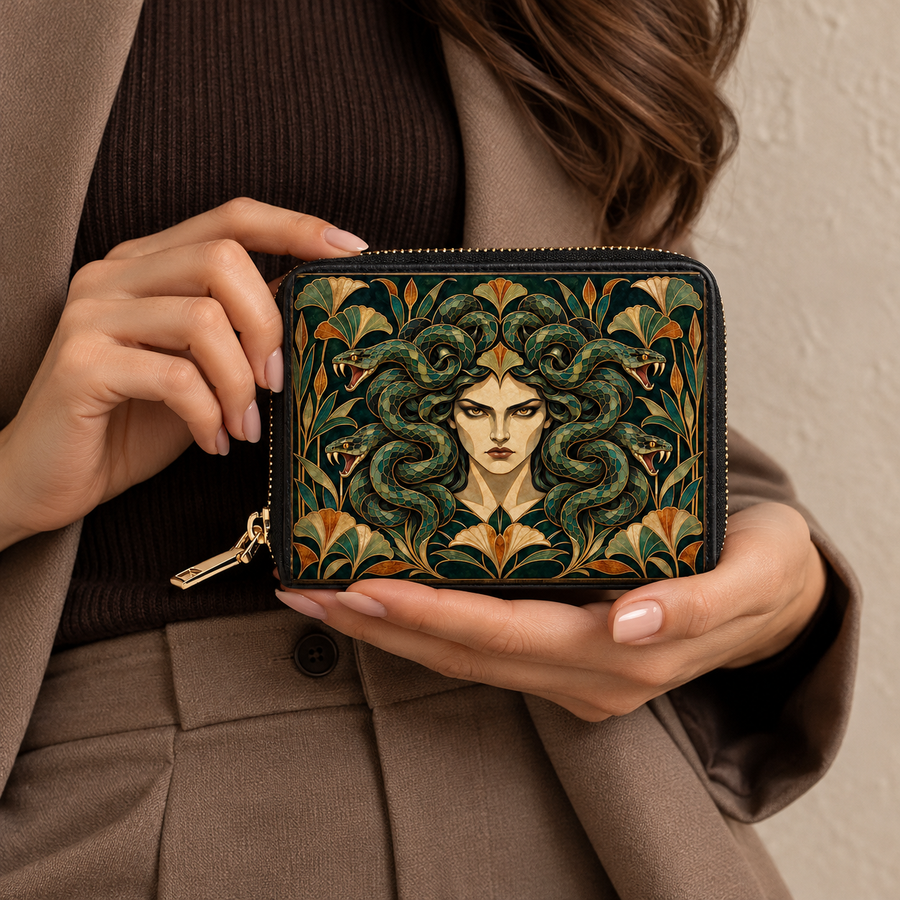 "Medusa" Emerald Nouveau Mini Wallet