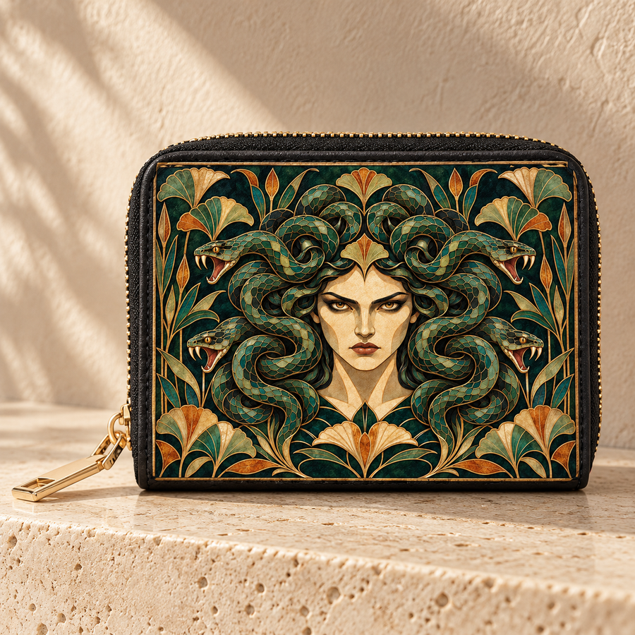 "Medusa" Emerald Nouveau Mini Wallet
